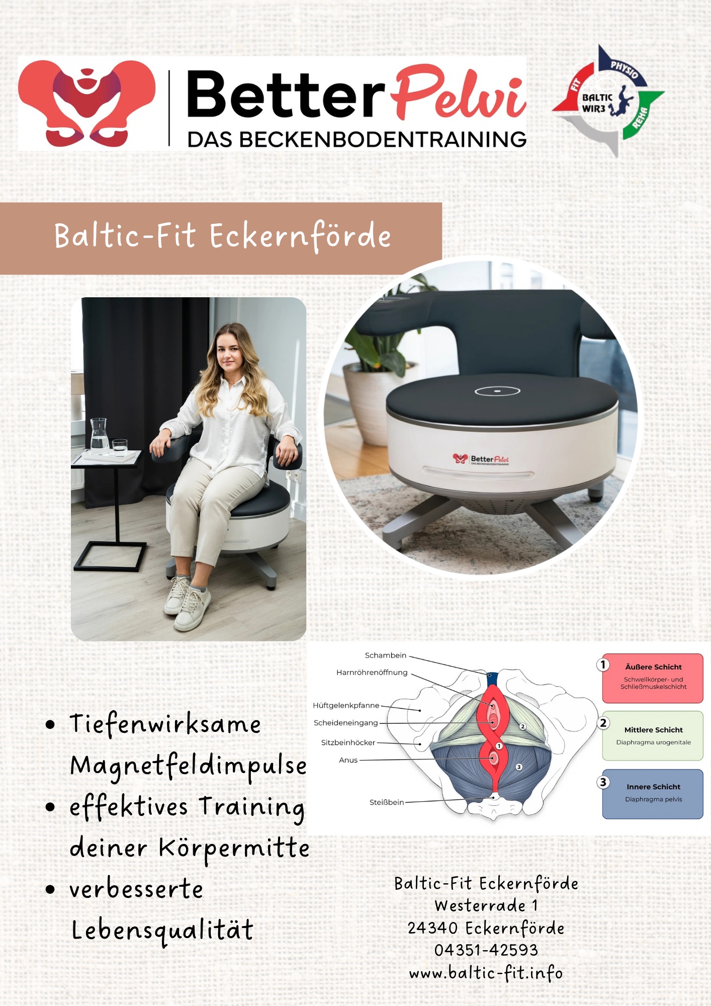 Infoblatt / Flyer für den Beckenbodenstuhl